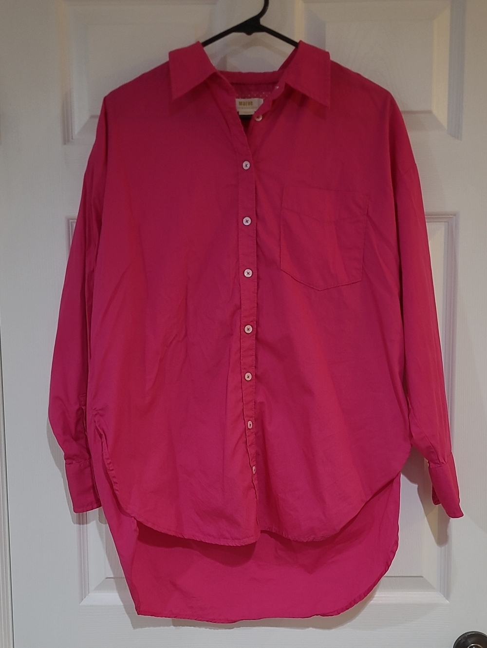 Maeve By Anthropologie Women's Size Small Button-Down Shirt in Hot Pink